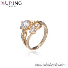 15023 Flower and rabbit's ears shape white gemstone prong set elegant high quality design gold finger ring